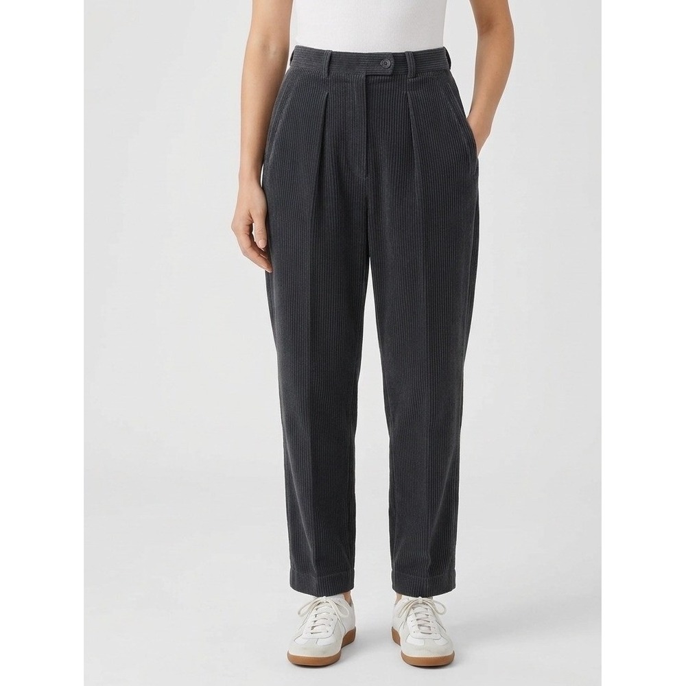 Vintage Pleated Corduroy Trousers High Waisted Tapered Leg Made in Canada Sz 8